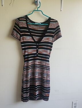 Missoni Knit Stripe Multicolor With Half Slip Dress, Small